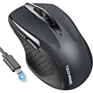 Souris Bluetooth,Souris Sans Fil (BT5.0/3.0 et 2.4G),Souris rechargeable USB 4800 DPI, Souris Ergonomique Silencieuse,Mouse Adapt&iquest;&iquest;e Pour PC, Mac, Ordinateurs Portables et Toutes Surfaces,Gris - Neuf