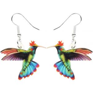 Kal-Boucles D'oreilles Colibri Acrylique Oiseaux Pendentif Colibri Bijoux De Mode Pour Femmes Filles Charms Cadeaux D'été - Neuf