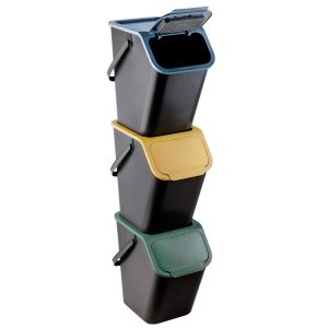 Jexnovashop-Set De Poubelles De Cuisine Avec Couvercle, 4 Pi&egrave;ces 25l De Recyclage, Fonction De Clic, Conteneur &Agrave; D&eacute;chets, De Tri Des D&eacute;chets En Plastique Durable Et Spacieuse - Neuf