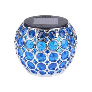 Lanterne solaire r&eacute;tro creuse en mosa&iuml;que, boule lumineuse - Bleue, pour jardin, pelouse, terrasse et usage ext&eacute;rieur - Neuf