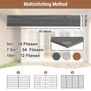 Sol vinyle PVC Adh&eacute;sif, 91,5 x 15,2 cm (L x B), 2 mm d'&eacute;paisseur, 36 Pi&egrave;ces 5 m&sup2; Dark Wood - Neuf