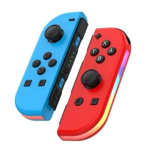 Joy-02 Poign&eacute;e Gauche Et Droite De Jeu Avec Lumi&egrave;res Rgb Sensation Corporelle Manette De Jeu Bluetooth Pour Switch / Switch Oled / Switch Pro / Switch Lite / Switch Joycon Bleu Rouge - Neuf
