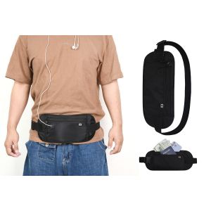 Portefeuille de voyage avec protection RFID, ceinture ajustable et compartiments zipp&eacute;s - Noir - Neuf