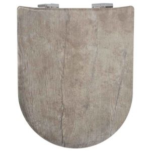 Abattant wood slim d&eacute;clipsable esprit vieux ch&ecirc;ne - Neuf