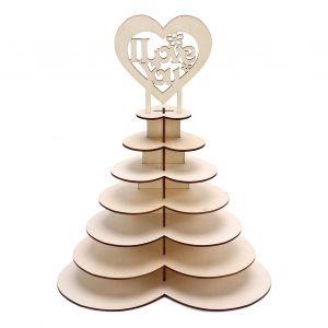 Hjlian Presentoir A Cupcakes Superbe Artisanat Respectueux De L'environnement Design En Forme De Cour Presentoirs A Cupcakes En Bois - Neuf