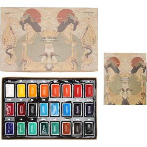 Chenquansarl-24 Couleurs De Peinture Aquarelle, Peinture À L'eau Portable Haute Durabilité, Peinture D'art Aquarelle De Type Chinois, Fournitures D'art Aquarelle Facile À Util R Pour Les - Neuf