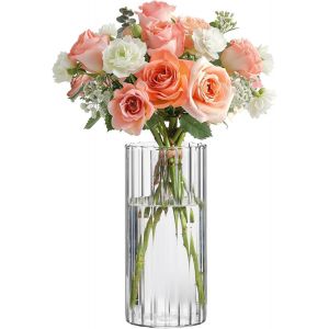 Bnhgc-Vases Cylindriques De 20,3 Cm De Haut Pour Centres De Table, Vases Transparents Nervurés Pour Centres De Table, Décoration De Désherbage, Vases À Fleurs Transparents De 20,3 Cm De Haut, - Neuf