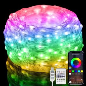 KAL-Guirlande Lumineuse 10M Connectée App/Télécommande - Rgb Étanche Ip65 Pour Extérieur/Intérieur | Décoration Pâques, Mariage Printanier, Nuit Étoilée Jardin | Usb Économe - Neuf