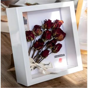 Cadre photo 3D, 20 x 20 cm, profond, pour objets jusqu'&agrave; 5 cm, &agrave; remplir, forme carr&eacute;e, pour objets, photos, ?uvres d'art, souvenirs, fleurs (blanc) - Neuf