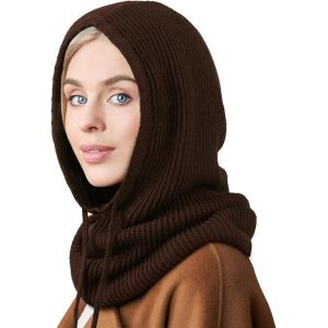 Bonnet Femme Hiver Chapeaux D'Hiver Pour Hommes - Balaclava Knit Beanie Skull Cap Tricot&eacute;e Cagoule &Agrave; Capuche - Coffee - Neuf