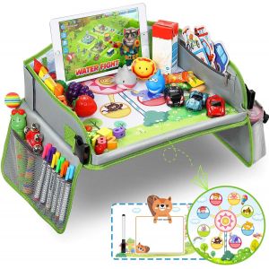 ERYI-Plateau Voiture - Fond De Grande Roue Plateau De Voyage Enfants Pour Siège Voiture Et Poussette Voyage Aérien - Bonus Avec 1 * Ardoise Magique Tableau Et 1 * Stylo Effaçable - Neuf