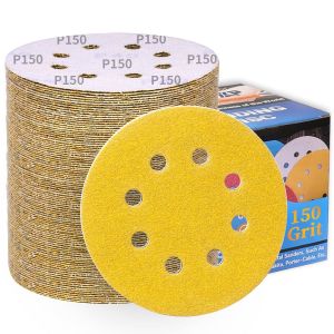 Disques abrasifs 125 mm grain 150,papier abrasif en alumine calcinée 8 trous,revêtement abrasif antiadhésif pour ponceuse orbitale (100 pièces) - Neuf