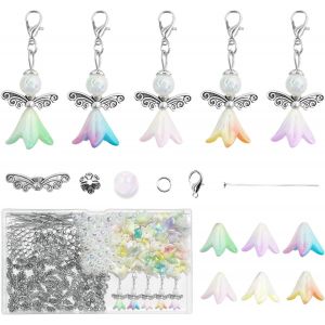 Lbgwp60-Lot De 50 Pendentifs Ange Gardien, Perles D'ange Gardien, Porte-Clés, Porte-Clés À Faire Soi-Même, Perles Pour Mariage, Baptême, Communion, Noël (Couleur), One, Alliage, Abs, Céramique Douce, - Neuf