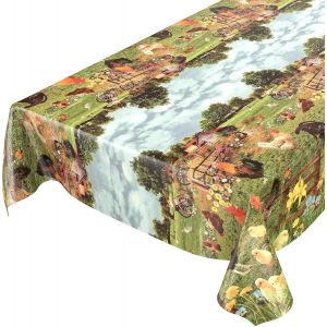 Ulteronixshop-Nappe En Toile Cir&eacute;e, Campagne, Village, Cour, Ferme, 100 X 140 Cm - Neuf