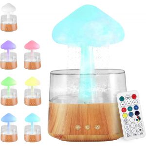Checarzhn--No1-Humidificateur Rain Cloud Avec Télécommande, 3 En 1 Humidificateur/Diffuseur D'arômes/Diffuseur D'huile De Veilleuse 7 Couleurs, Diffuseur D'huiles Essentielles De Chevet De Chambre À - Neuf