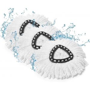 Lot de 3 têtes de rechange pour balai EasyWring & Clean - Fibres extra épaisses, anti-effilochage, durables et parfaitement ajustées - Neuf