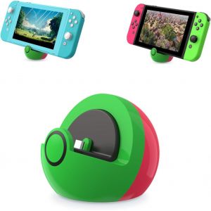 Mini Charging Stand for Nintendo Switch/Switch Lite/Switch OLED,Type C Charging Dock,No Projection,Mini Compact,Portable,Green and Pink - Neuf