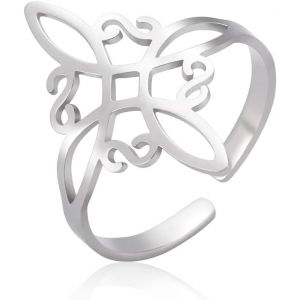 Bague Ouverte En Acier Inoxydable Avec Noeud De Sorci&egrave;re Anneaux Avec Noeud Celtique Ajustables &Agrave; Doigt Ouvert Pour Femme - Neuf