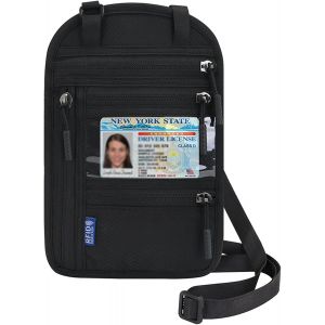 Portefeuille Tour De Cou De Voyage Avec Blocage Rfid Pour Homme Et Femme, Porte-Passeport, Pochette Tour De Cou Fine Antivol, Noir , Portefeuille Rfid Neck - Neuf