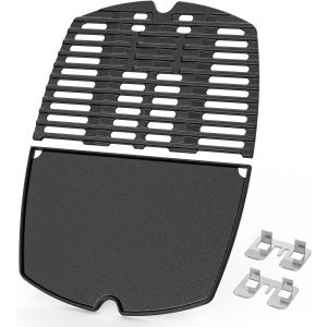 Ulteronixshop-Plaque de Cuisson R&eacute;versible et Grille de Cuisson pour S&eacute;rie Weber Q100/1000 - Pi&egrave;ces de Rechange pour Weber 7644 et 6558 - Accessoires pour Barbecue en Fonte - Neuf