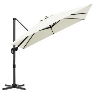 Parasol &Eacute;cru &Oslash;300 Cm &iquest; &Eacute;l&eacute;gant Pour Terrasse Et Jardin - Neuf