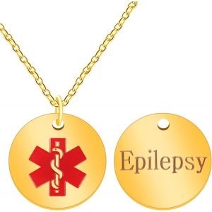 Kal-Collier D'alerte M&eacute;dicale Rond De Secours D'urgence Collier &Eacute;tanche Pour Hommes Femmes Avec Symbole M&eacute;dical Rouge Premi&egrave;re R&eacute;ponse Colliers D'identification En Acier Inoxydable Ya4678 - Neuf