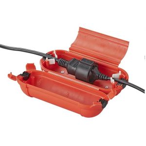 Bo&icirc;te de s&eacute;curit&eacute; &eacute;tanche IP44-Bo&icirc;te de protection pour rallonge et fiche Schuko-Bo&icirc;tier de protection CEE-D&eacute;charge de traction-En noir,bleu,vert,rouge (rouge,pour fiche Schuko) - Neuf