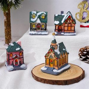 D'hiver, de No&euml;l, Ornements de No&euml;l en R&eacute;sine Maison de Figurine de Collection pour les F&ecirc;tes de No&euml;l Partie D - Neuf