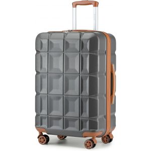 Valise Moyenne Rigide ABS Valise de Voyage a roulettes Ultra Léger Valises Soute 62cm avec Serrure TSA,Gris - Neuf