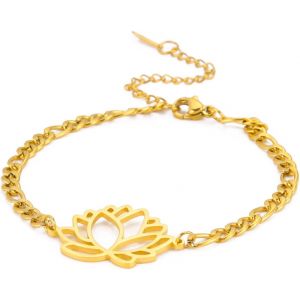 Eryi-Bracelet De Lotus En Acier Inoxydable Bracelet Yoga Avec Pendentif De Fleur De Lotus Bijoux Pour Femmes Filles - Neuf