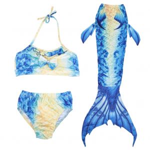 Maillot De Bain 3 Pieces Pour Filles, Haut Et Culotte, Queue De Poisson, Costume De Bain Pour Enfants (140) - Neuf