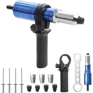 Rivet Adaptateur: HOMURY Outil de Rivetage 2.4/3.2/4.8/4.8 mm Tête de Rivetage et de 100 Rivets, sans Fil Rivet Kit pour Perceuse sans Fil, Tournevis (Bleu) - Neuf
