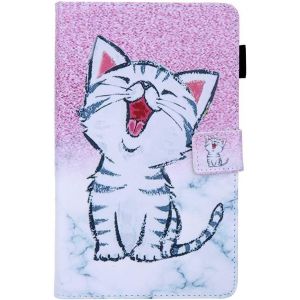 Portefeuille Coque En Cuir De Protection Pour Tablette Samsung Galaxy Tab A 2019 8.0 T290/T295 Avec Motif Chat Riant Mignon Animaux Flip Housse A Rabat Clapet Porte Carte De Crédit Etui Cover - Neuf