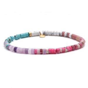 Bracelet Perles Heishi Turquoise Am&eacute;thyste Jaspe Rouge Imp&eacute;rial 4mm - Neuf