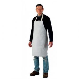 Tablier de soudeur à bavette en croûte de cuir de vachette - gris clair - 120 x 90 cm Coverguard - Neuf