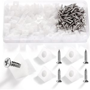 100 Pièces Cales de Réparation de Tiroir,Cales en Plastique pour Meuble Tiroir,Fixation Etagere Armoire Fond de Tiroir Réparer Les Cales,avec 100 Pièces Vis,14 * 13 * 9.3mm (Blanc) - Neuf