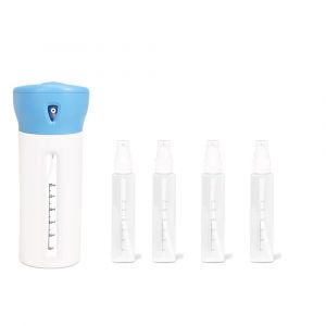Ensemble de 4 flacons de voyage avec distributeur anti-fuite et 4 flacons rechargeables de 30 ml. - Neuf