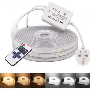 15m Ruban Led Blanc Chaud Dimmable 220 V Flexible Ruban &Agrave; Led 120 Leds 2835smd,Bande Led Imperm&eacute;able R&eacute;glable Via Variateur Pour Meuble, Escalier, Chambre, Cuisine (2 M&egrave;tres, Blanc[Rub9223797] - Neuf