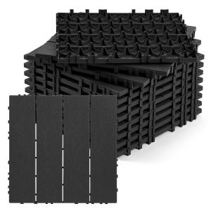 Lot De 33 Dalles De Terrasse En Plastique 3 M&sup2; 30 X 30 Cm, Dalles De Jardin Clipsables Anthracite - Neuf