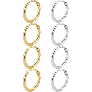 Kal-3-7 Paires Boucles D'oreilles Créoles Pour Femme, Creoles Or Argent Femme Homme, Hypoallergénique Boucles D'oreilles Mini Creole Acier Inoxydable - Neuf