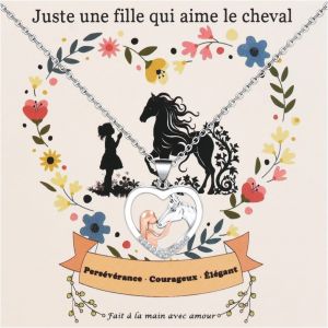 Kales-Collier Cheval Fille,Cadeau Fille 7 8 9 10 11 12 13 Ans,Fille Argent Coeur Poney Pendentif Collier,Cadeau Cheval,Bijoux Fille Cheval Enfant,Bijoux Enfants Fille Ni&egrave;ce Petite-Fille - Neuf