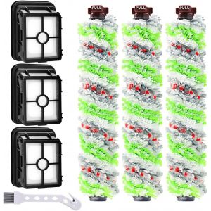 NouvelHorizonstore-Lot de 3 filtres de Rechange et 3 Rouleaux de Brosse Multifonction pour Animal Domestique Bissell Crosswave 3 en 1 pour aspirateur Bissell CrossWave 1866 1785 2052 1713 - Neuf