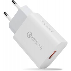 Chargeur USB, Quick Charge 3.0 Chargeur Rapide Adaptateur Secteur 3A Prise Secteur USB pour Samsung Galaxy S23/S22/S21/S20/S10/S9/S8/A54/A13/Z Flip 2, Note 9/8, HTC, LG, iPhone, iPad (Blanc) - Neuf