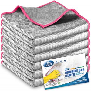 Chiffon Magique Microfibre, 6X Serviette Absorbant Sans Trace Polissage, Lingette Essuie pour Verre Vitre Lunette Miroir Vaisselle Cuisine Menage Voiture, Torchon Nettoyage Lavable - Neuf