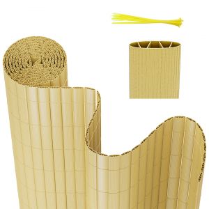 Brise-Vue En Pvc 100x800cm Cl&ocirc;ture D'intimit&eacute; Protection De Visibilit&eacute; Avec Attaches De C&acirc;ble R&eacute;sistant Uv Et Aux Intemp&eacute;ries - Bambou - Neuf