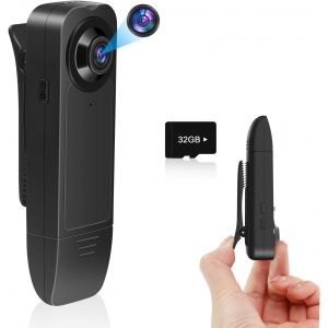 ChenQuanSarl-Bodycam Hd 1080P,Mini Camera Espion Sans Fil Avec Vision Nocturne Et Détection De Mouvement Camera Pieton Pour Forces D'Ordre/Réunions/Voyages Caméra Corporelle Portable Avec Carte Mémoi - Neuf