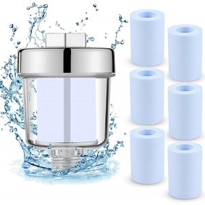 Filtre de douche, Filtre à eau de Douche avec 6 Cartouches Filtre Douche Anti Calcaire, Filtre à Eau Pommeau de Douche pour une Filtration Efficace des Impuretés Dans L'eau - Neuf
