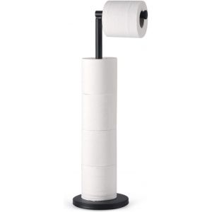 Porte-Rouleau de Papier Toilette sur Pied pour Salle de Bain en Acier Inoxydable Support 5 Rouleaux Porte Papier Distributeur sans Per&ccedil;age WC D&eacute;rouleur Anti-Rouille,Argent&eacute; - Neuf