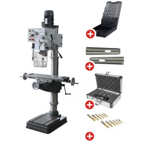 Pack Perceuse-fraiseuse à colonne 3 avances automatique perçage jusqu'à ø 32 mm CM4/M16 1,5 kW 400 V table croisée et accessoires de base Optidrill DH40CTP PACK - Neuf