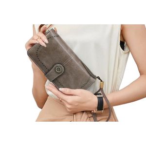 Portefeuille anti-RFID avec pince &agrave; billets, cuir PU, 23 emplacements pour cartes, gris - Neuf